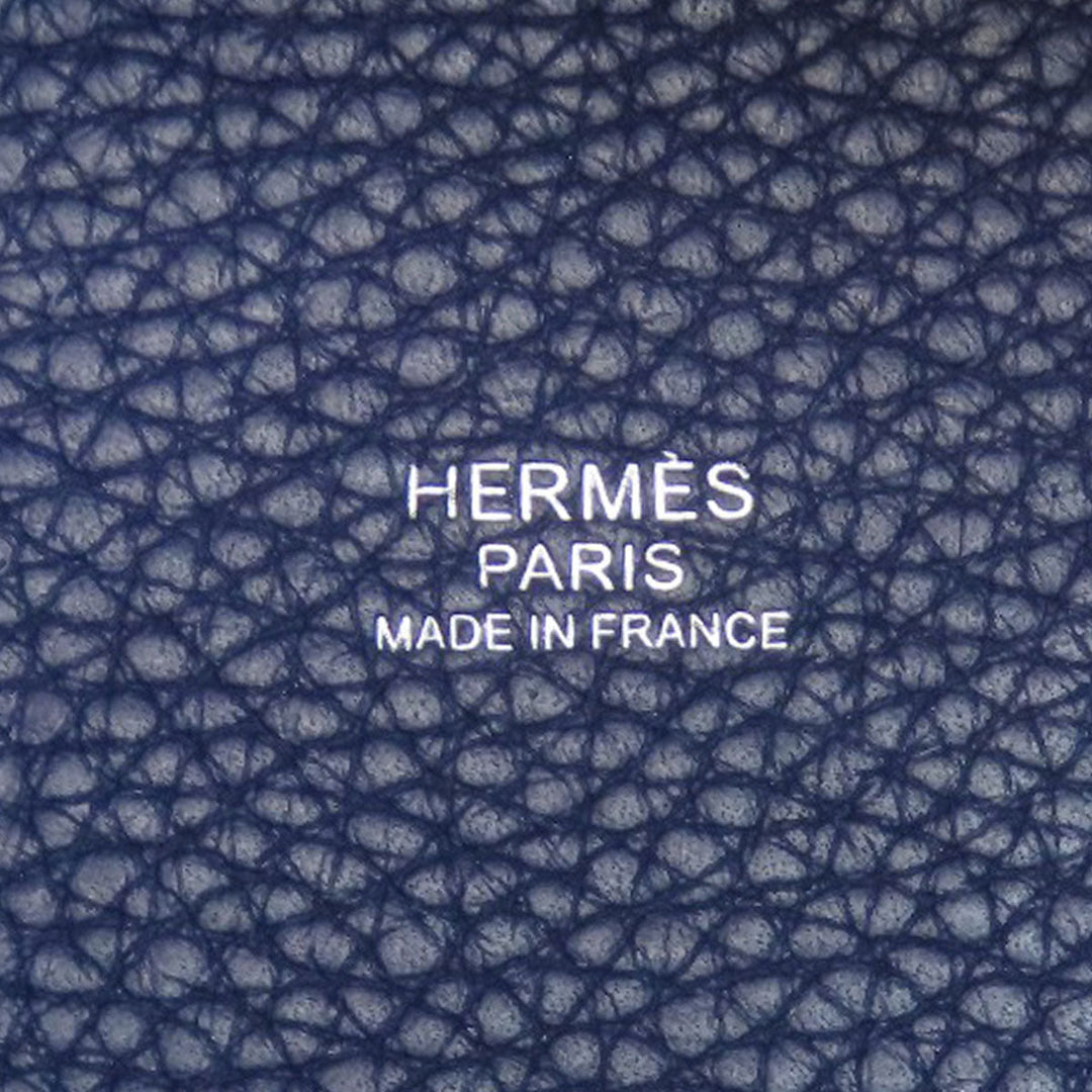 HERMES Handbag Taurillon Clemence Navy Picotin Lock Eclat PM SilverMetal