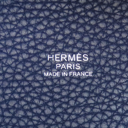 HERMES Handbag Taurillon Clemence Navy Picotin Lock Eclat PM SilverMetal