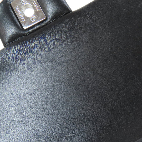 CHANEL Shoulder Bag lambskin black Matelasse SilverMetal Women Used Authentic