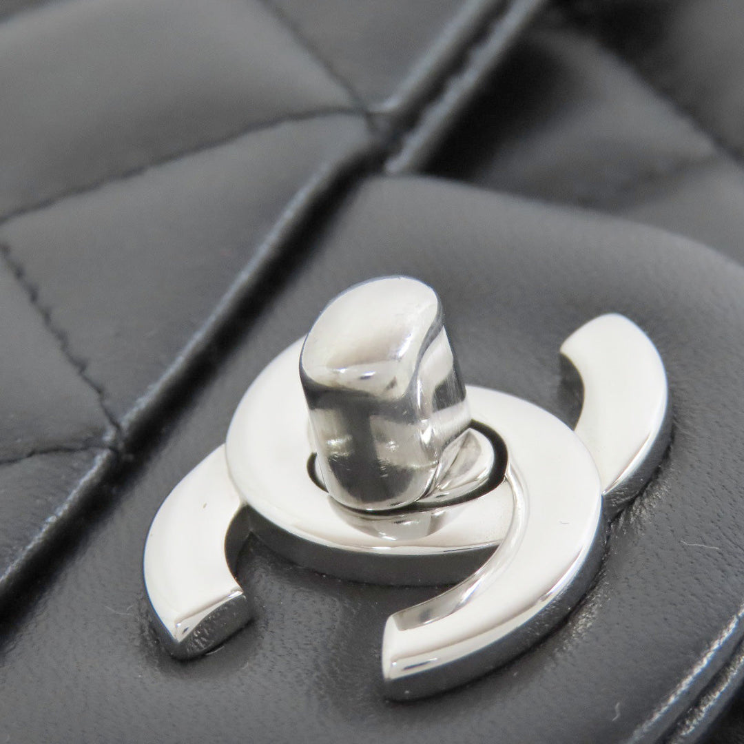 CHANEL Shoulder Bag lambskin black Matelasse SilverMetal Women Used Authentic