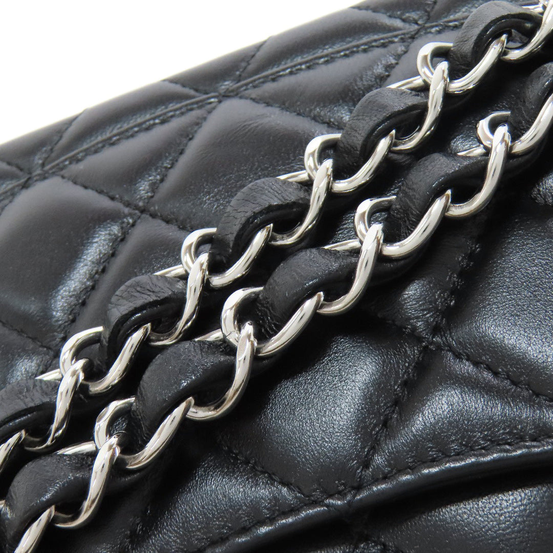 CHANEL Shoulder Bag lambskin black Matelasse SilverMetal Women Used Authentic