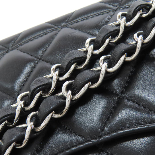 CHANEL Shoulder Bag lambskin black Matelasse SilverMetal Women Used Authentic