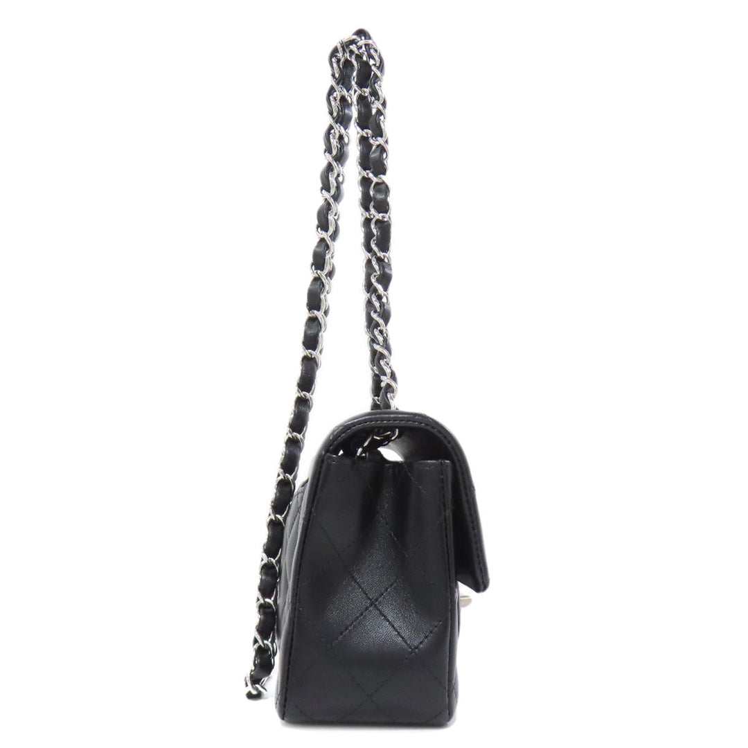 CHANEL Shoulder Bag lambskin black Matelasse SilverMetal Women Used Authentic