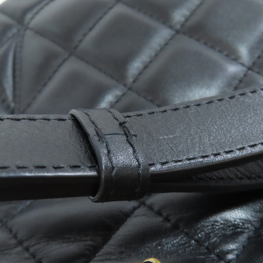 CHANEL Shoulder Bag lambskin black Matelasse ChainShoulder Gold Metal Women Used Authentic