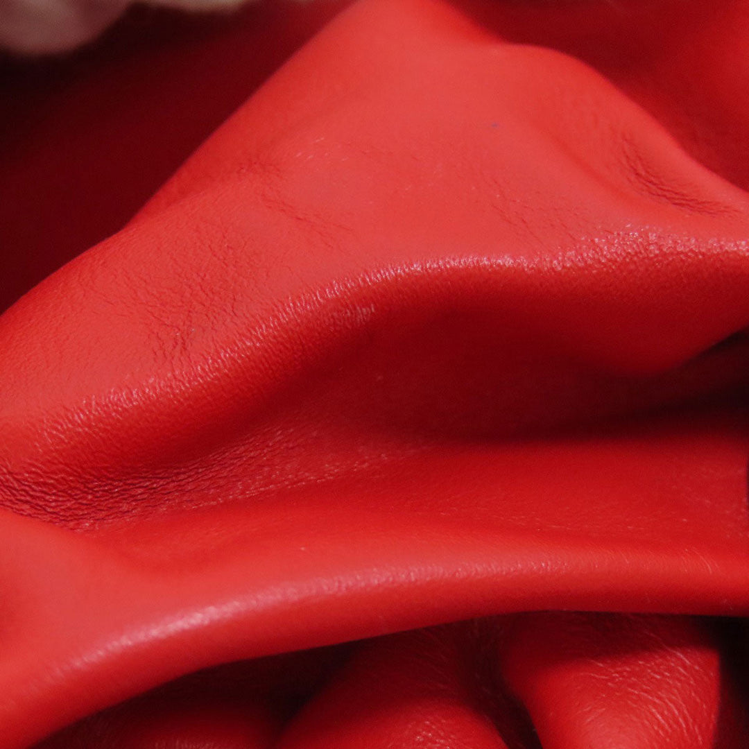 BOTTEGAVENETA Tote Bag Calfskin Red Medium The Valve Drawstring Bag Women Used Authentic