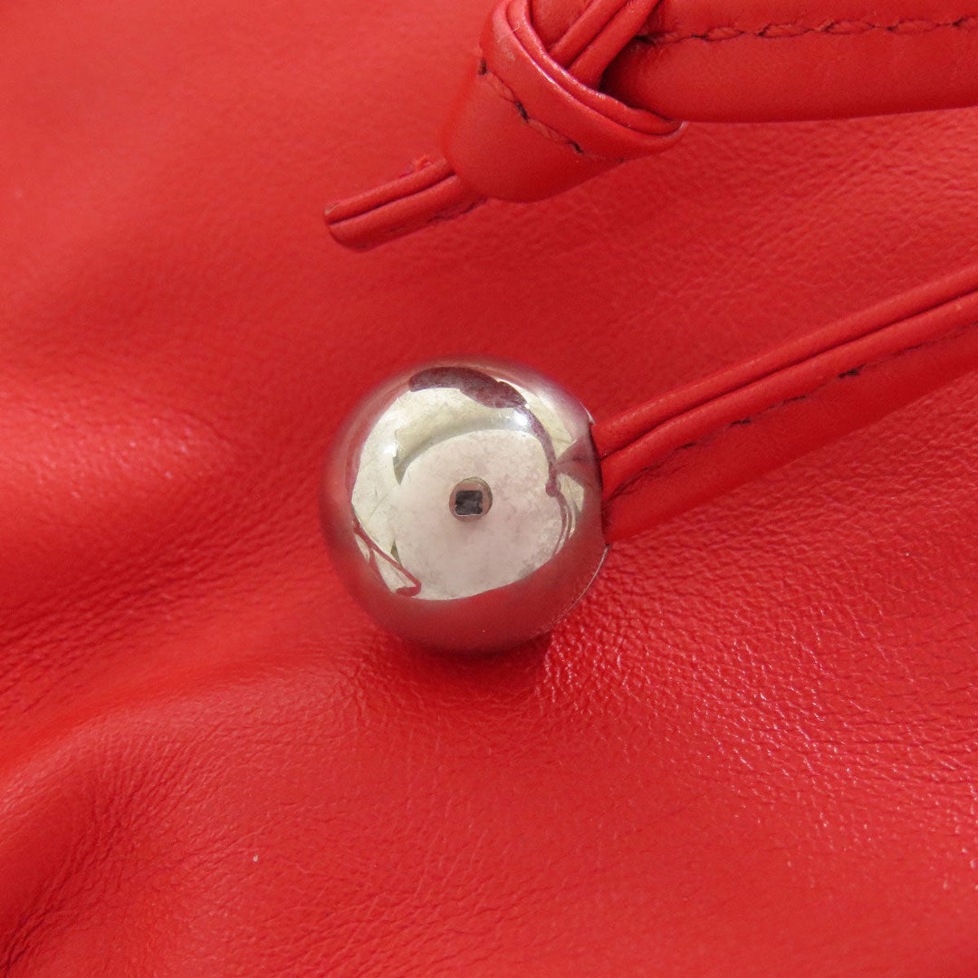 BOTTEGAVENETA Tote Bag Calfskin Red Medium The Valve Drawstring Bag Women Used Authentic