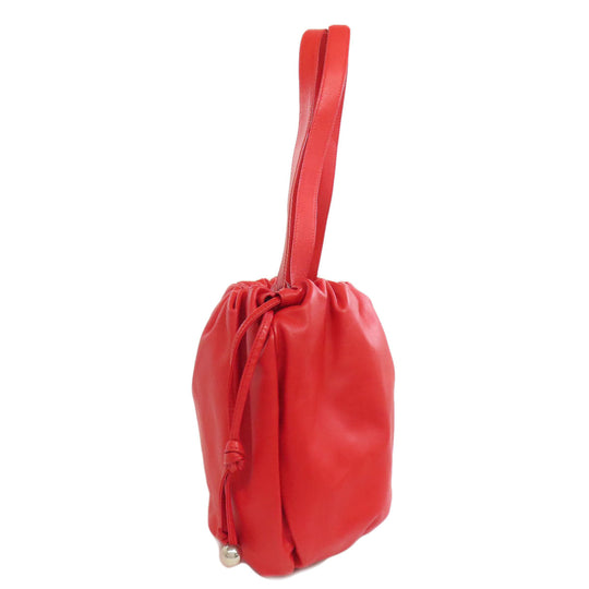 BOTTEGAVENETA Tote Bag Calfskin Red Medium The Valve Drawstring Bag Women Used Authentic