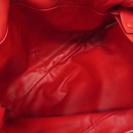 BOTTEGAVENETA Tote Bag Calfskin Red Medium The Valve Drawstring Bag Women Used Authentic