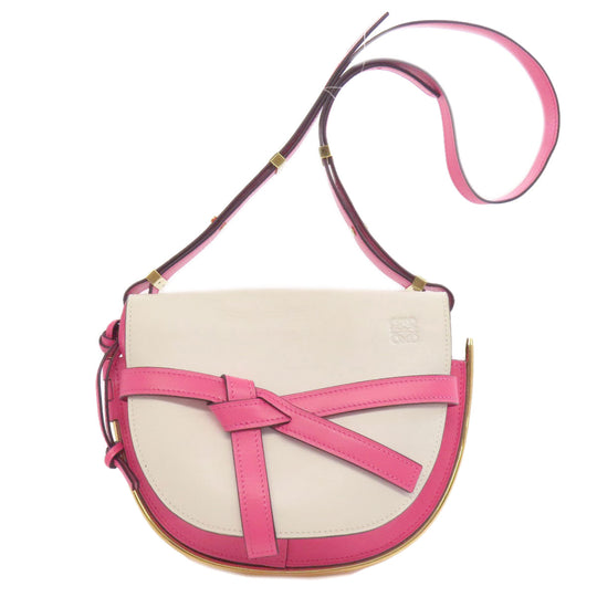 LOEWE Shoulder Bag leather white Gate bag Women Used Authentic