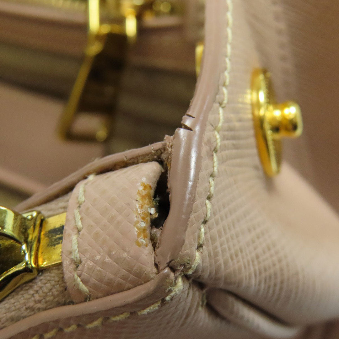 PRADA Tote Bag BN2274 Safiano beige Galleria 2WAY Women Used Authentic