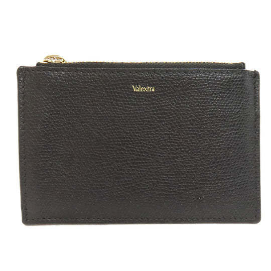 Valextra Coin case leather black logo mens(Unisex) Used Authentic