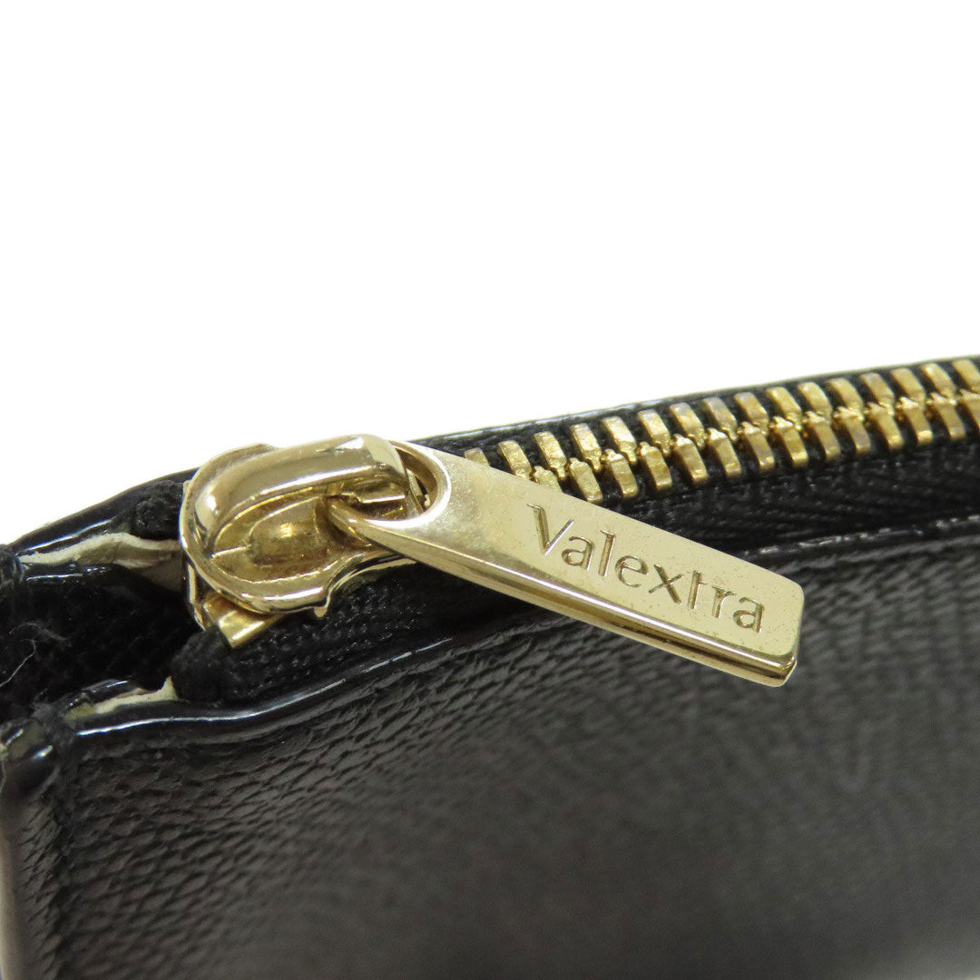 Valextra Coin case leather black logo mens(Unisex) Used Authentic