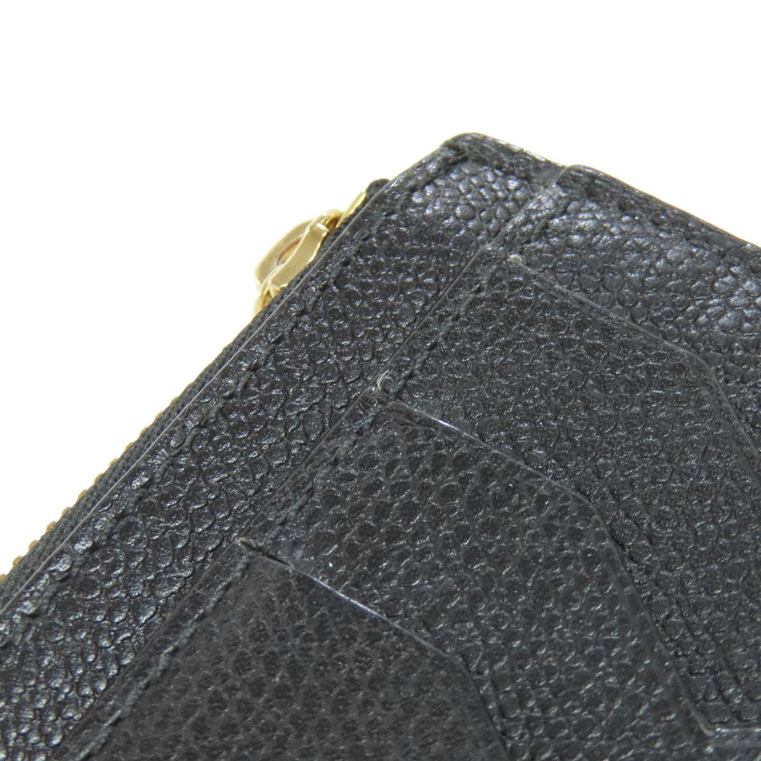 Valextra Coin case leather black logo mens(Unisex) Used Authentic