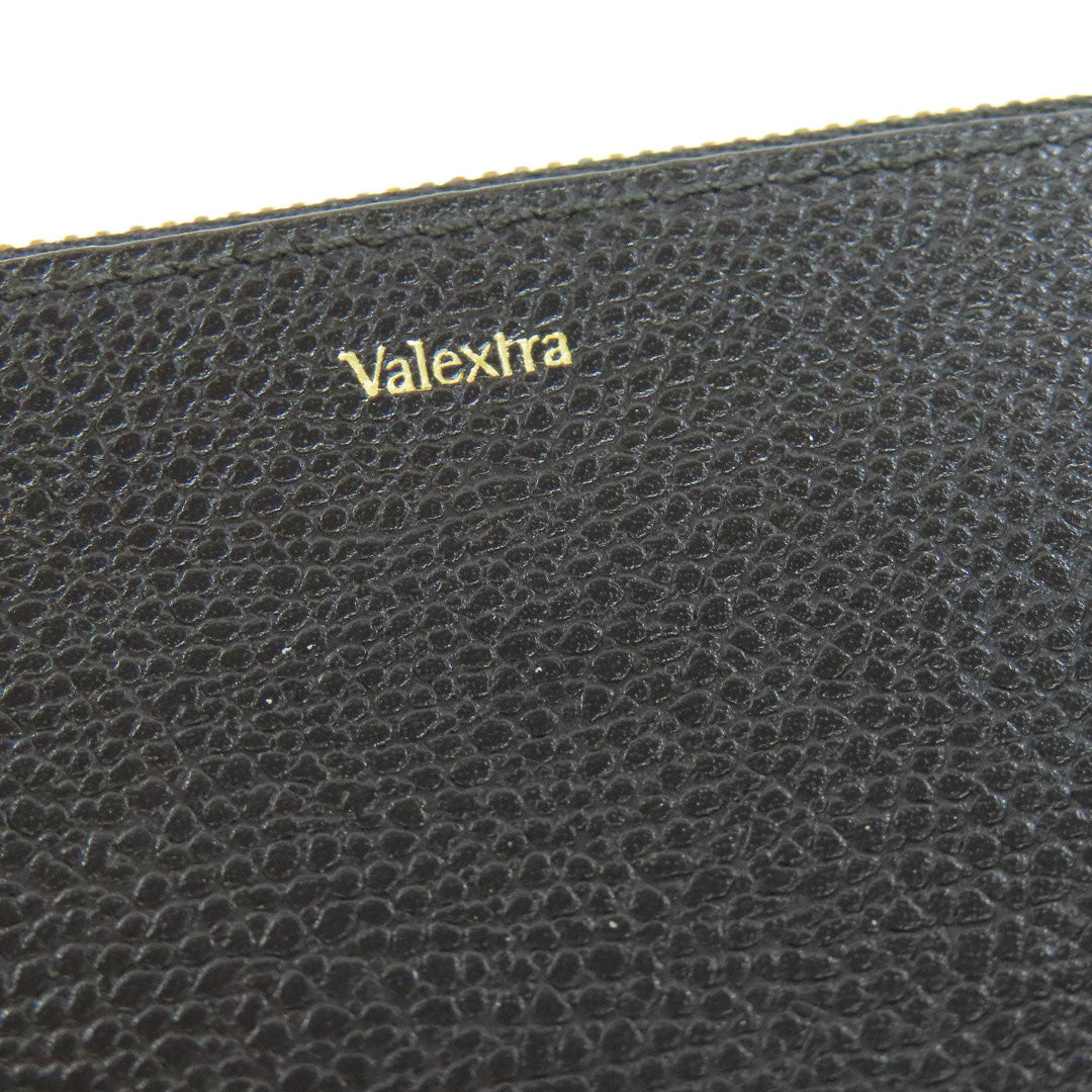 Valextra Coin case leather black logo mens(Unisex) Used Authentic