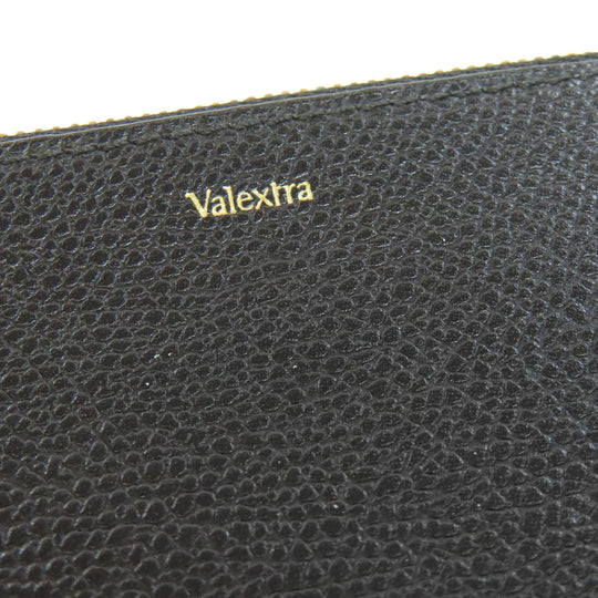 Valextra Coin case leather black logo mens(Unisex) Used Authentic