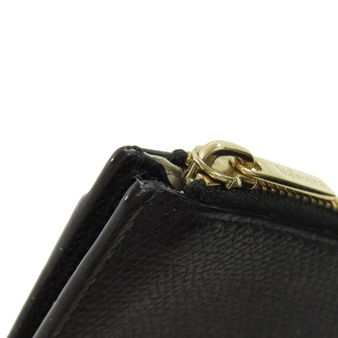 Valextra Coin case leather black logo mens(Unisex) Used Authentic