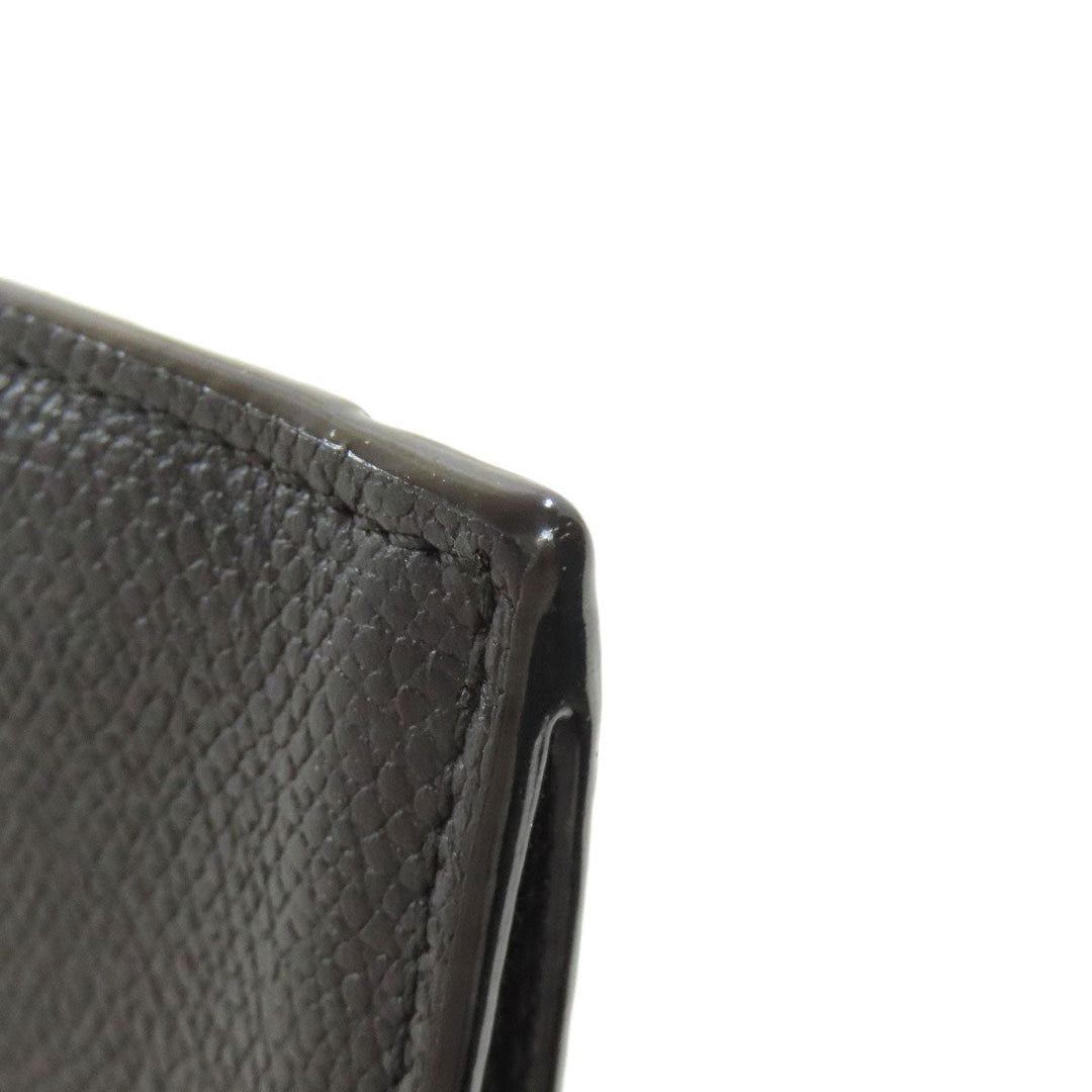 Valextra Coin case leather black logo mens(Unisex) Used Authentic