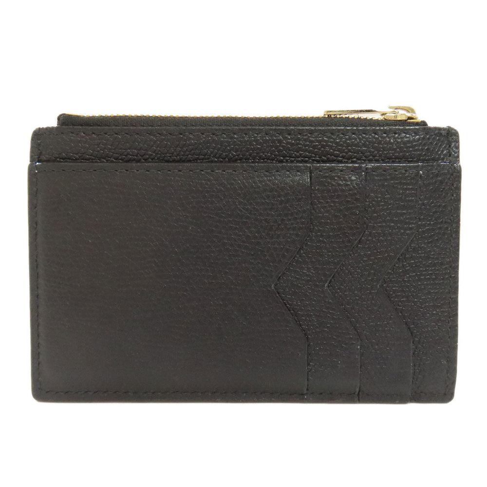 Valextra Coin case leather black logo mens(Unisex) Used Authentic