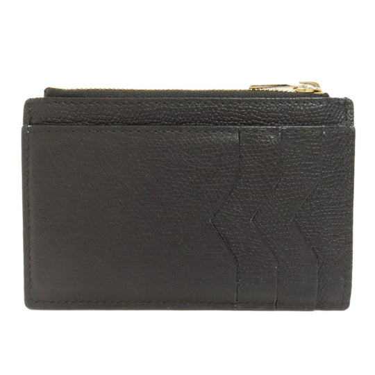 Valextra Coin case leather black logo mens(Unisex) Used Authentic