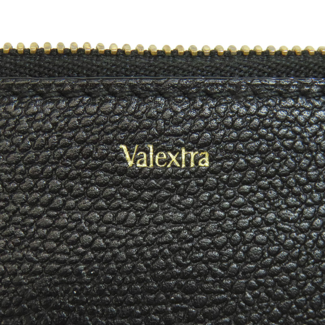 Valextra Coin case leather black logo mens(Unisex) Used Authentic