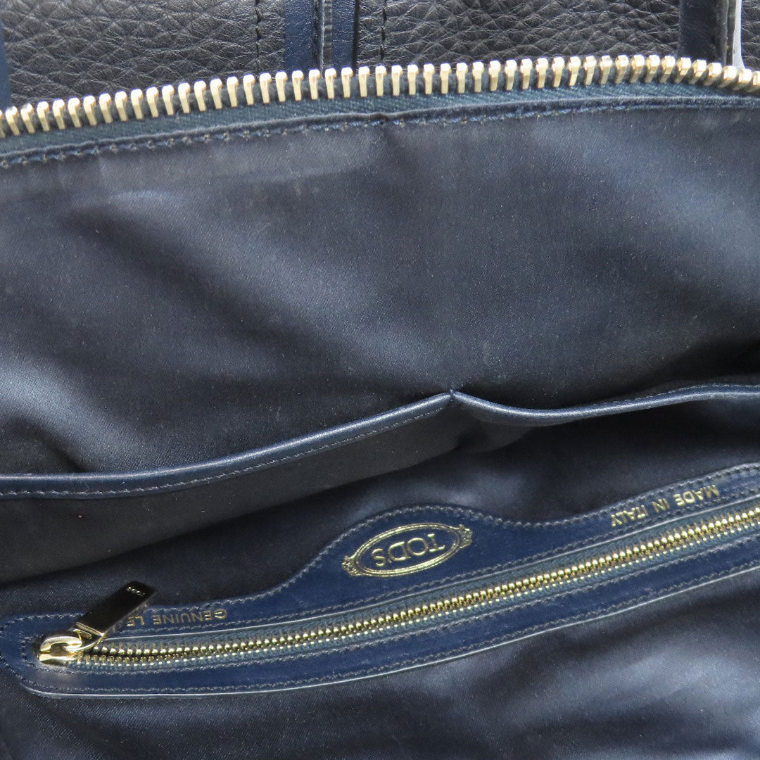 TOD�fS Handbag leather Navy 2WAY Women Used Authentic