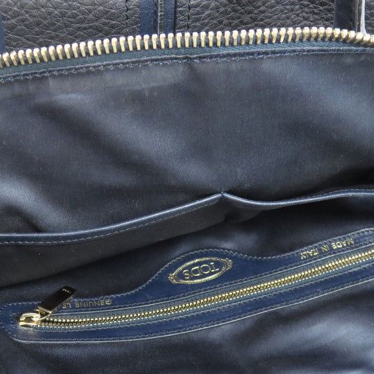 TOD�fS Handbag leather Navy 2WAY Women Used Authentic