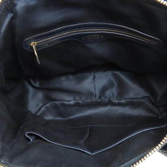 TOD�fS Handbag leather Navy 2WAY Women Used Authentic