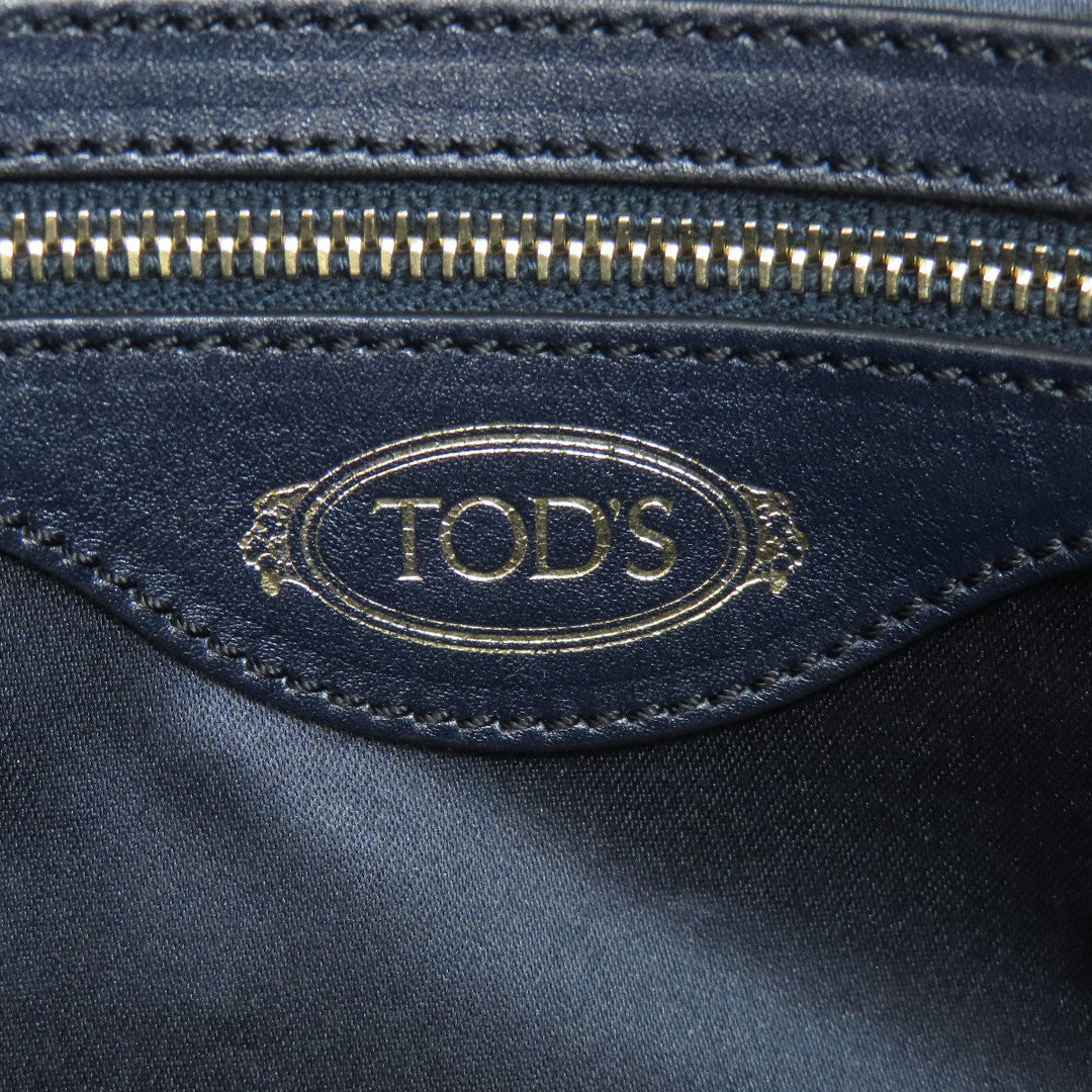 TOD�fS Handbag leather Navy 2WAY Women Used Authentic