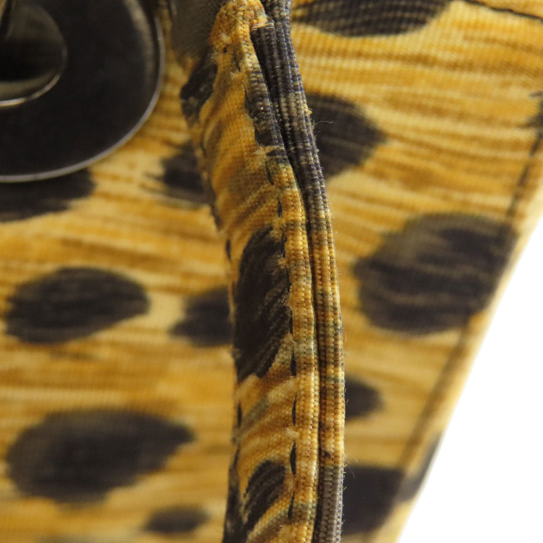 Christian Dior Handbag canvas Brown Lady Dior Leopard Pattern 2WAY Women Used Authentic
