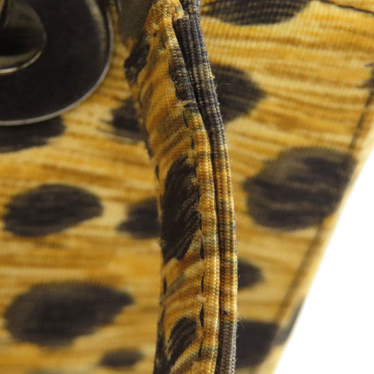 Christian Dior Handbag canvas Brown Lady Dior Leopard Pattern 2WAY Women Used Authentic