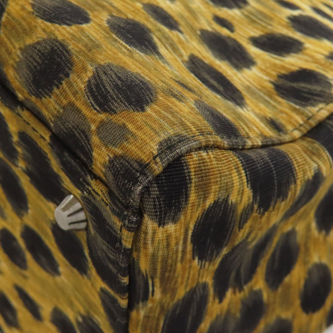 Christian Dior Handbag canvas Brown Lady Dior Leopard Pattern 2WAY Women Used Authentic