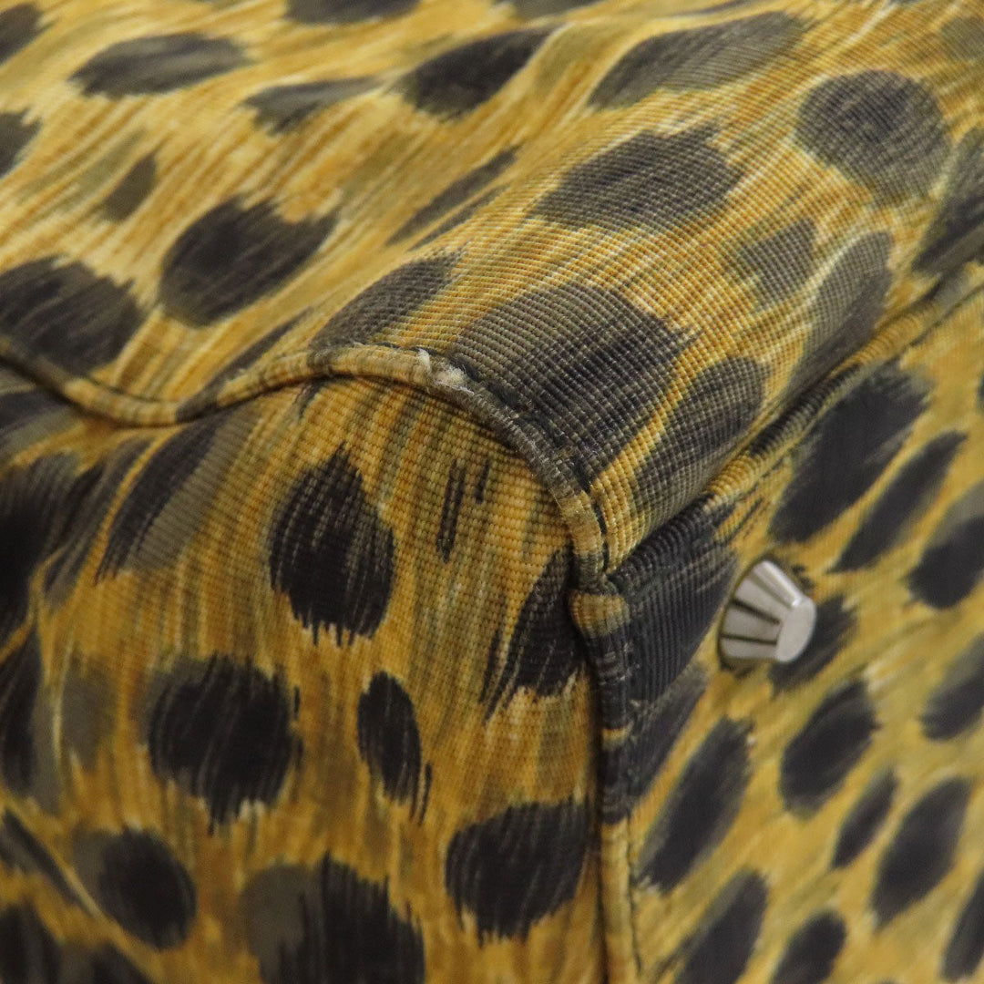 Christian Dior Handbag canvas Brown Lady Dior Leopard Pattern 2WAY Women Used Authentic