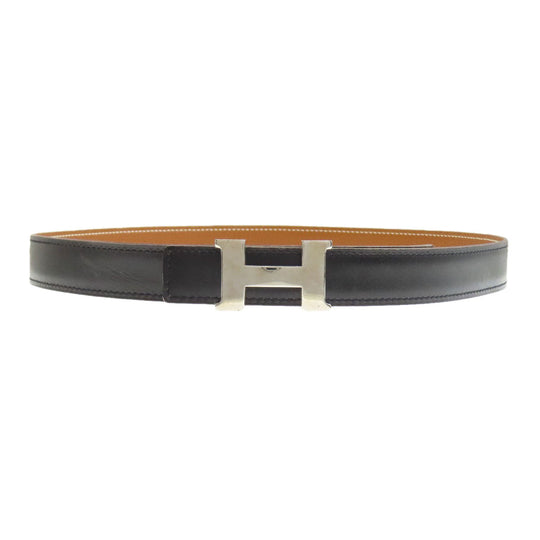 HERMES belt leather black H belt mens Used Authentic