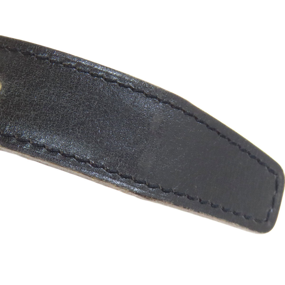 HERMES belt leather black H belt mens Used Authentic