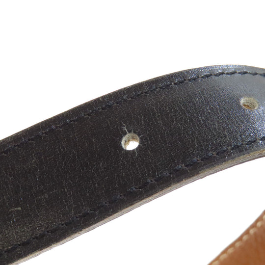 HERMES belt leather black H belt mens Used Authentic