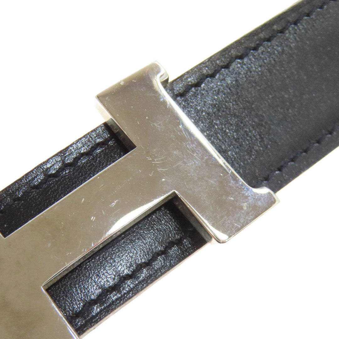 HERMES belt leather black H belt mens Used Authentic