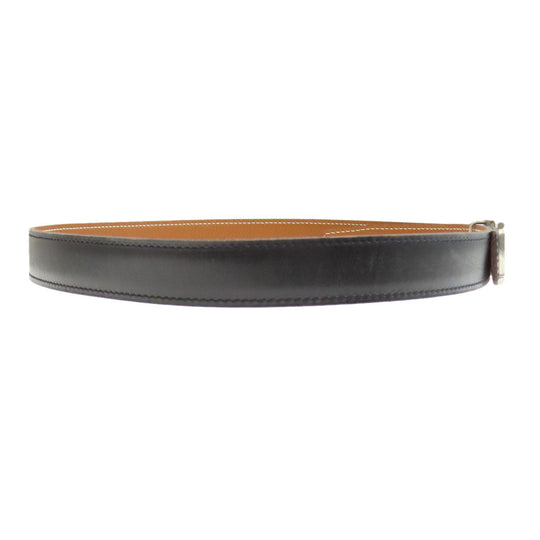 HERMES belt leather black H belt mens Used Authentic