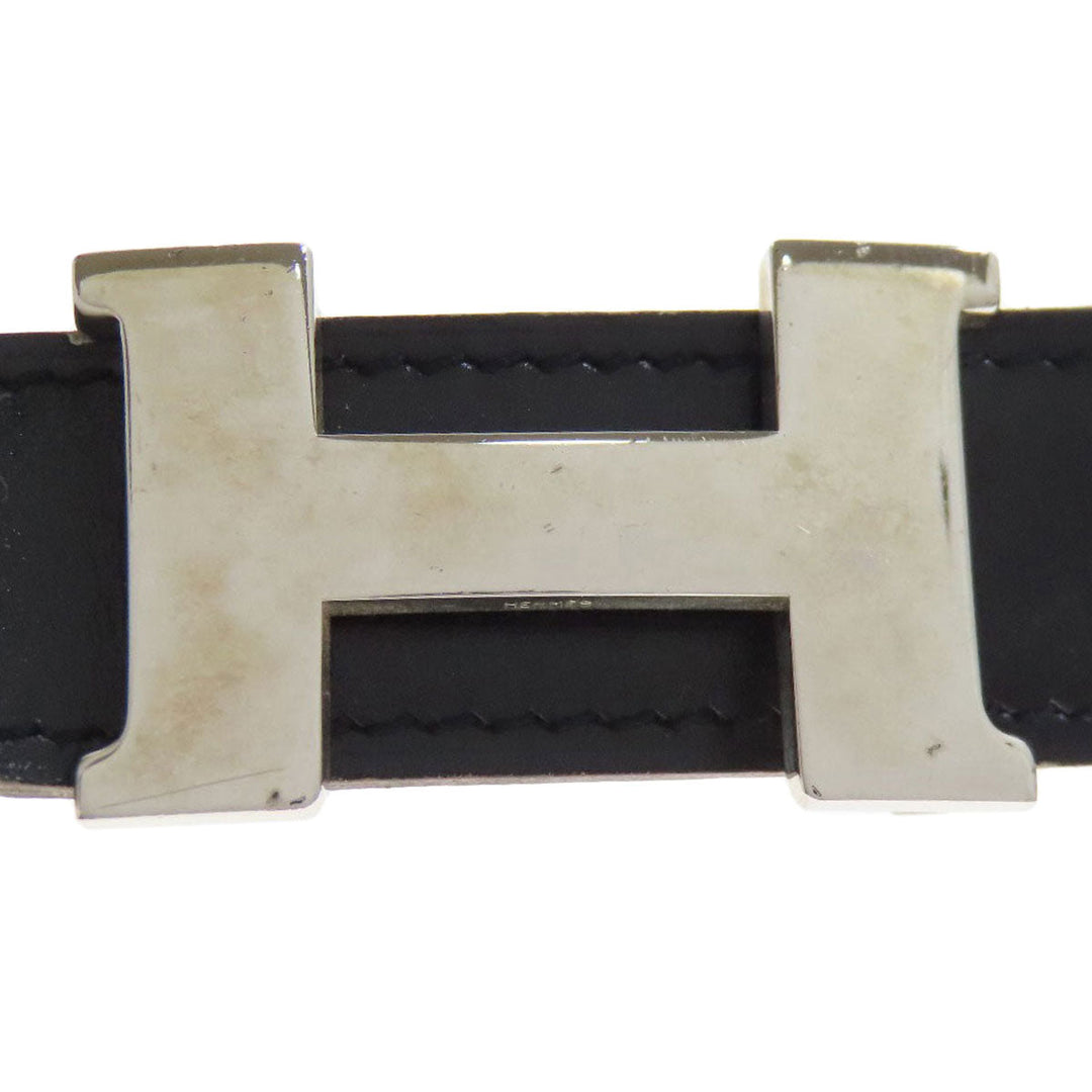 HERMES belt leather black H belt mens Used Authentic