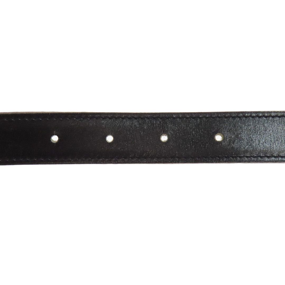 HERMES belt leather black H belt mens Used Authentic