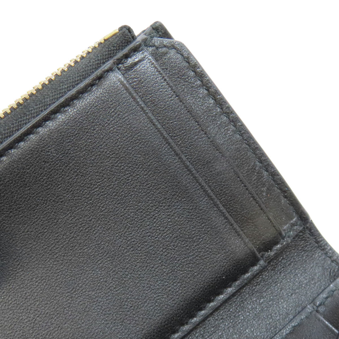 Christian Dior Bifold Wallet leather black Saddle Tri-Fold Wallet Mini Wallet Women Used Authentic