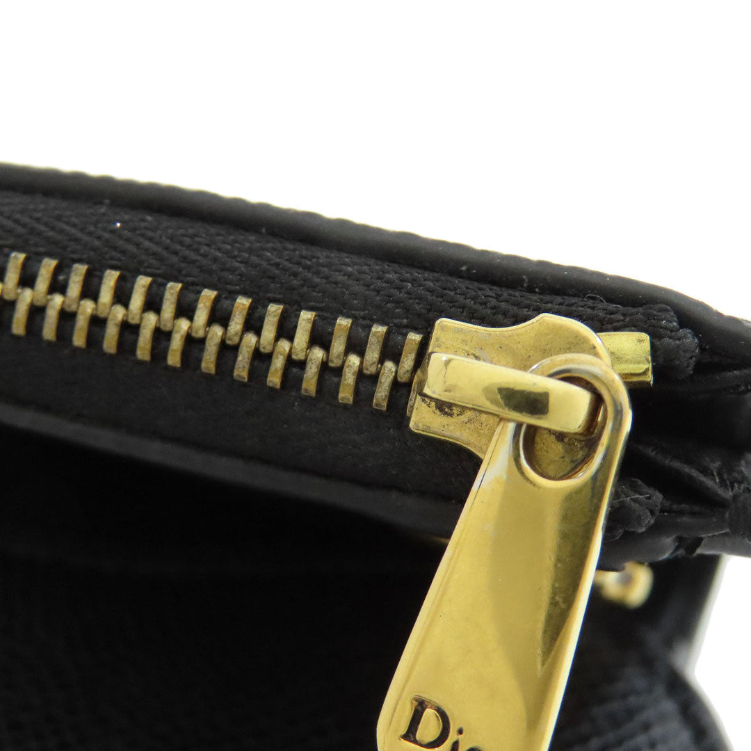 Christian Dior Bifold Wallet leather black Saddle Tri-Fold Wallet Mini Wallet Women Used Authentic