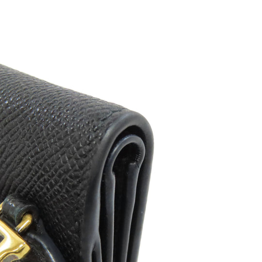 Christian Dior Bifold Wallet leather black Saddle Tri-Fold Wallet Mini Wallet Women Used Authentic