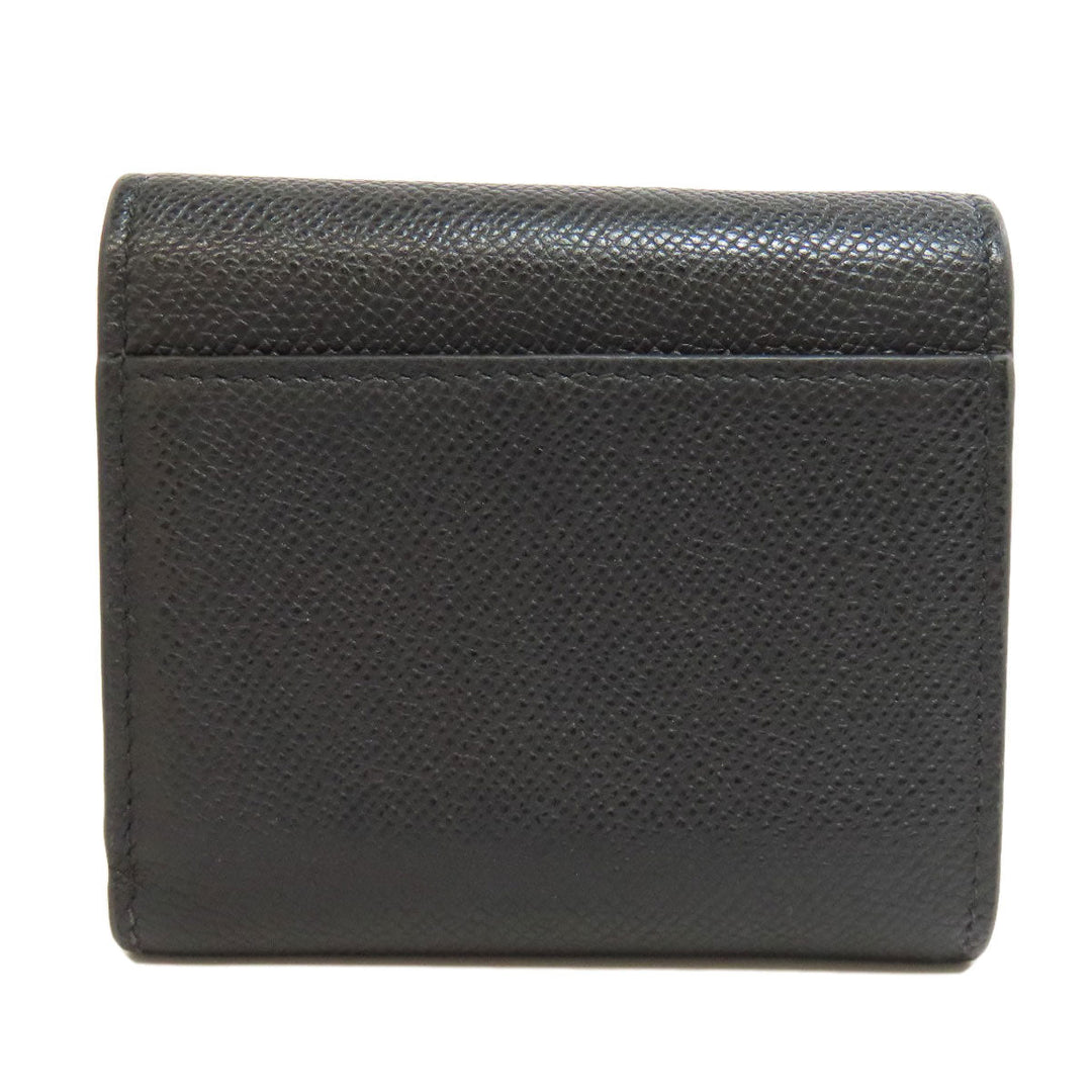 Christian Dior Bifold Wallet leather black Saddle Tri-Fold Wallet Mini Wallet Women Used Authentic