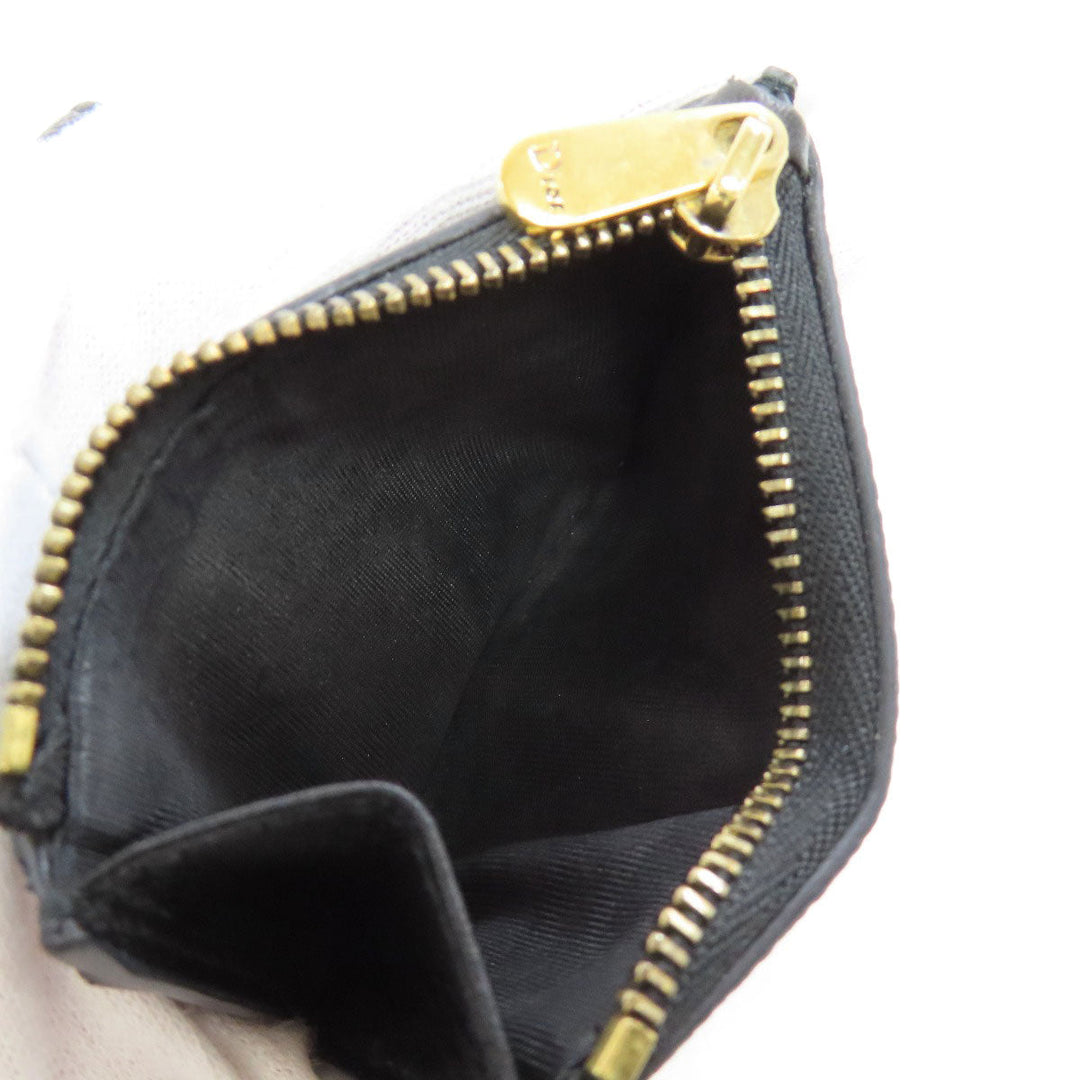 Christian Dior Bifold Wallet leather black Saddle Tri-Fold Wallet Mini Wallet Women Used Authentic