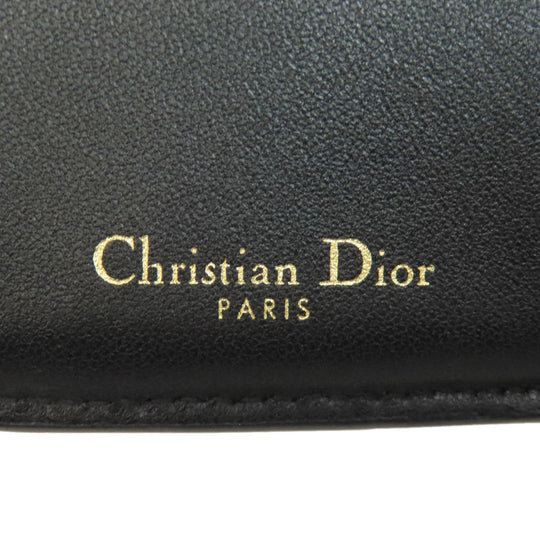 Christian Dior Bifold Wallet leather black Saddle Tri-Fold Wallet Mini Wallet Women Used Authentic