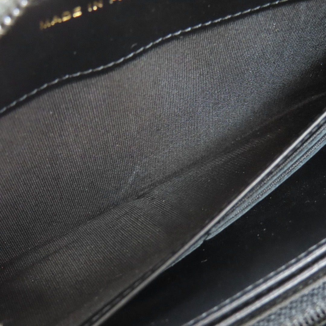 CHANEL Long Wallet Purse Grained Calfskin Skin black Boy Chanel Gold Metal