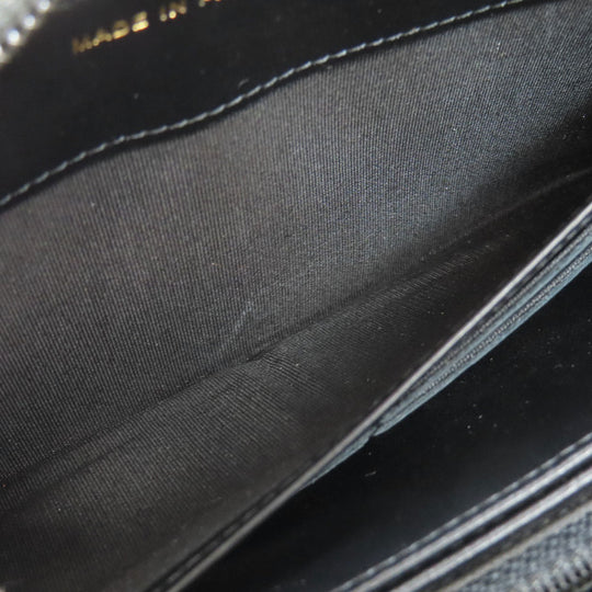 CHANEL Long Wallet Purse Grained Calfskin Skin black Boy Chanel Gold Metal