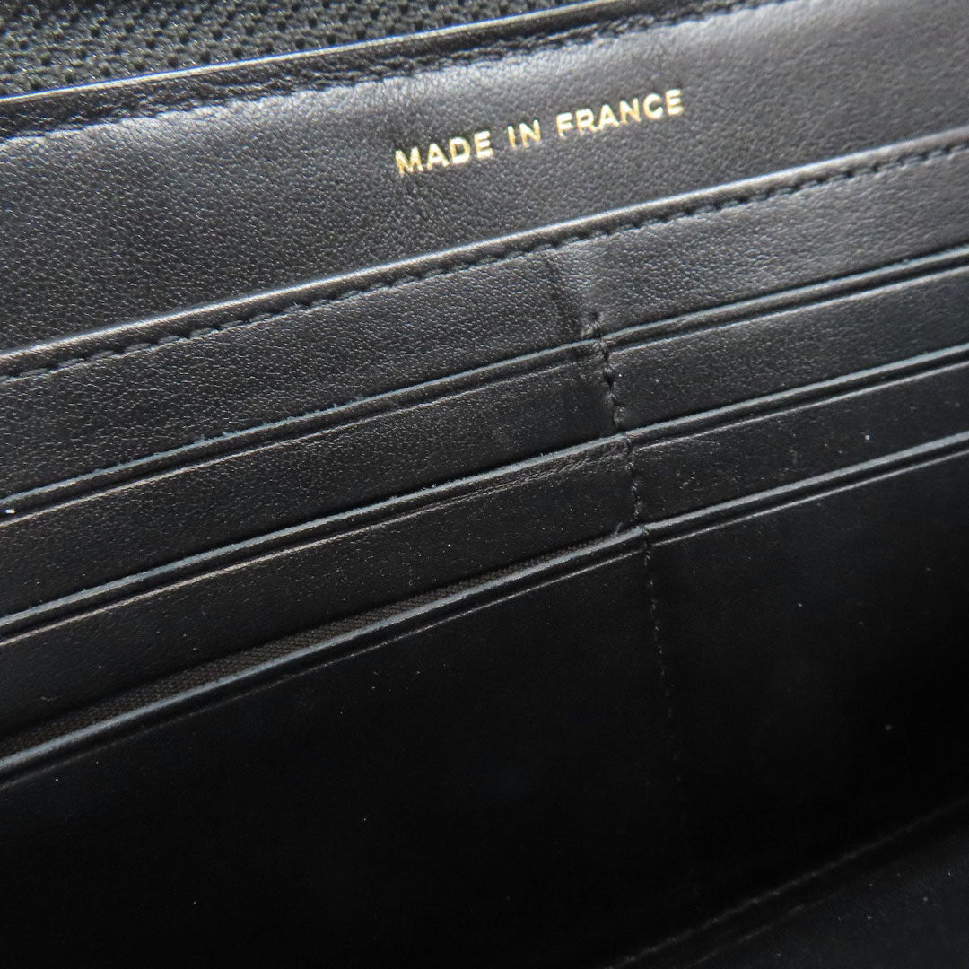 CHANEL Long Wallet Purse Grained Calfskin Skin black Boy Chanel Gold Metal