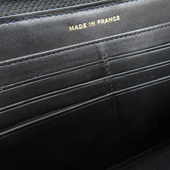 CHANEL Long Wallet Purse Grained Calfskin Skin black Boy Chanel Gold Metal