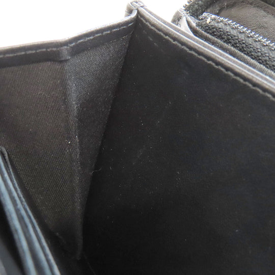 CHANEL Long Wallet Purse Grained Calfskin Skin black Boy Chanel Gold Metal